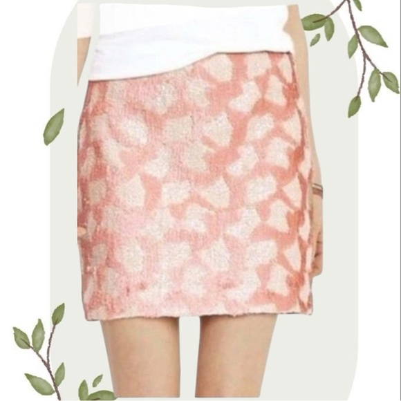 Banana Republic Pastel Pink Ivory Sequin Patterned Mini Skirt- Size 0 - Picture 1 of 9